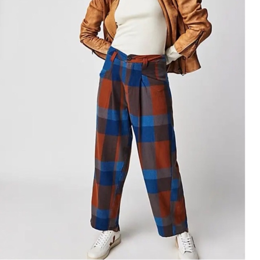 Free People Cass Slouchy Trousers in Indigo Combo